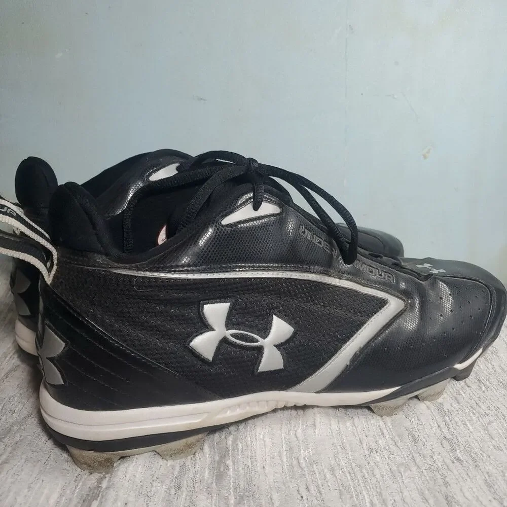 Under Armour 13 Baseball Cleats Mens Black Silver 1097009-001 Athletic Shoes SEO